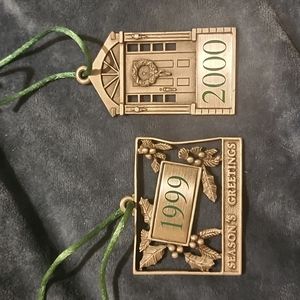 Set of 2 Vintage Josef Pewter Ornaments 1999 2000